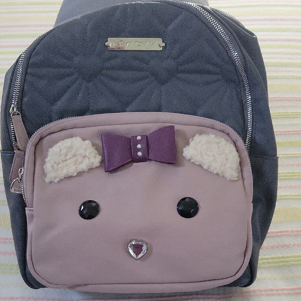 Betsey Johnson Gray & Purple Bow Lamb Backpack 🐑 New Without Tags!!